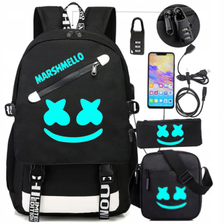 MARSHMELLO BACKPACK LIGHT SCHOOL USB MESSENGER