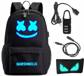 Školský batoh - MARSHMELLO OSVIETIACI USB ŠKOLSKÝ BATOH PRE MLÁDEŽ