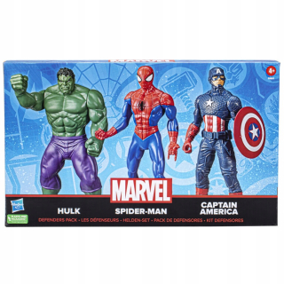 HASBRO MARVEL 3 FIGURKI HULK SPIDER MAN CAPTAIN AMERICA 24 cm F6601