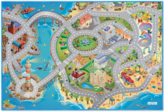 Koberec do detskej izby - Fun Mat City Island Streets Cesty 100x150cm