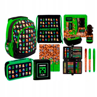 Školský batoh - MEGA BACKPACK SET. CASE CASE. MINECRAFT + 80 prvok.