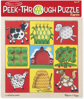 MELISSA DOUG FARM OKNO ZÁPAS PUZZLE POZADIE