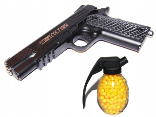 Pištoľ pre deti - Kovová pištoľ na guličky MPK C10 + Balls Pomegranate