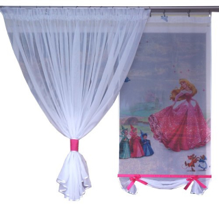 Záclony do detskej izby - MG firana Princess Panel vzory + zvonenie 300cm