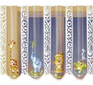 Záclony do detskej izby - MG firana zoo zvieratá Kol 265x170 Ready páska