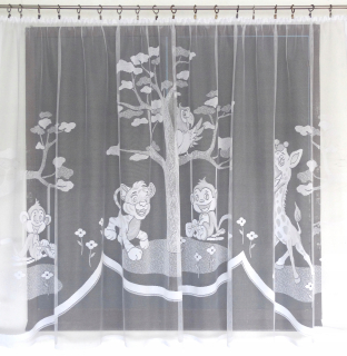 Záclony do detskej izby - MG firana zvieratá 1 White 300x150 Ready s páskou