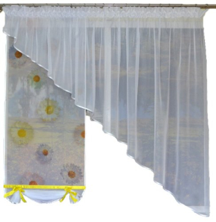 Záclony do detskej izby - Mg Kpl firana Woal Panel + skos Pattern Flowers 300cm