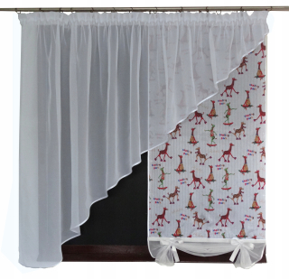 Záclony do detskej izby - Pattern mg Kpl firana Woal Panel žirafa + skos 300cm