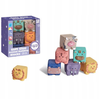 Senzorická hračka - Soft Sensory Blocks Animals 6 El.