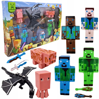 MINECRAFT VEĽKÁ SÚPRAVA POSTAVIČIEK + DOPLNKY DRAKA