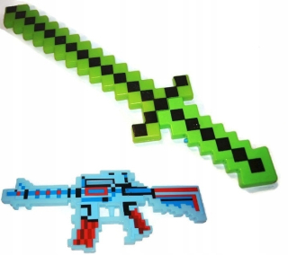 Svetelný meč - MINECRAFTOVÝ SADA SWORD + Puškový LED ZVUK