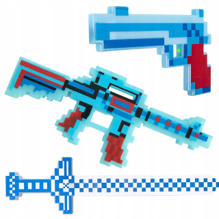 Pištoľ pre deti - Minecraft Set Gun Rifle Sword LED Sound