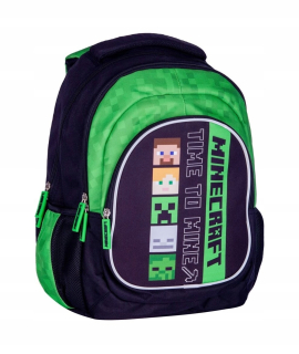 Viackomorový školský batoh Minecraft Astra, čierny, Odtiene zelenej, 20 l