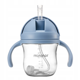 Mininor pohár so slamkou 220 ml modrý