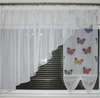 Záclony do detskej izby - ML09 Woal skos Panel Butterflies Promotion Designs ML08