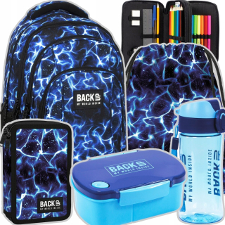 ZÁLOŽNÝ ŠKOLSKÝ BATOH PRE MLÁDEŽ, 4 priehradky, NAVY BLUE SKY WATER + 4 ďalšie produkty