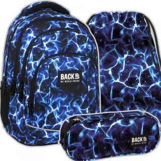 ZÁLOŽNÝ ŠKOLSKÝ BATOH PRE MLÁDEŽ, 4 priehradky, NAVY BLUE SKY WATER + 2 ďalšie produkty