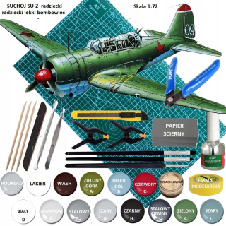 MODEL lietadla Suchoj Su-2 + samoopravná podložka A3, lepidlo, štetce, farby....