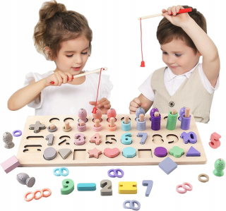 Montessori drevené čísla rýb