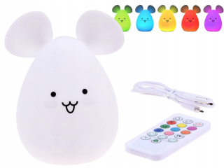 Nočná lampa do detskej izby - SILIKÓNOVÁ MOUSE LED NIGHT LIGHT PILOT 9 farieb