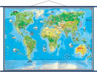 Obraz do detskej izby - Mapa sveta pre deti na zavesenie 140x100 cm