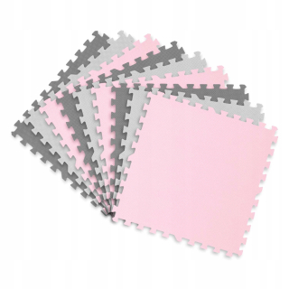 Vzdelávacia podložka pre deti - Penová podložka puzzle 180x180cm 9 ks. Grey pink
