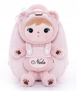 Batoh Metoo Pink Teddy Bear pre dieťa s menom