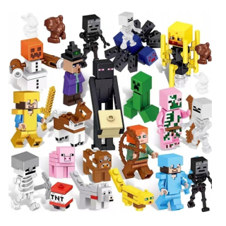 Minecraft Blocks MINI Figúrky 24 KS + PRÍSLUŠENSTVO VEĽKÁ SADA ĽUDÍ PRE DETI