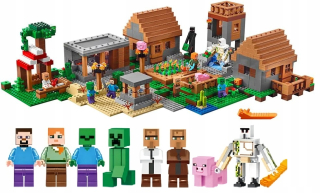 Minecraft The Village BLOCKS 1106 kusov 8 LED POSTAVIEK Minecraft BIG FARM VILLAGE