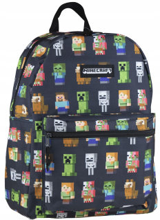 Minecraft Astra jednokomorový školský batoh čierny, Odtiene sivej a striebornej, Odtiene zelenej, Viacfarebný 16 l