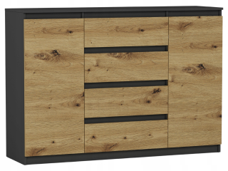 Mobene Moderná komoda 140 x 40 x 98cm antracitová matná