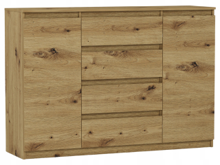 Mobene Moderná komoda 140 x 40 x 98 cm matný dub artisan