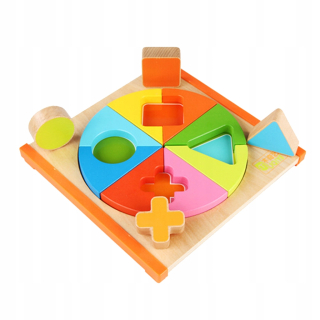 Montessori Color Geometry Block Puzzle drevené