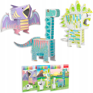 Monumi Cube Head Dino Set - Pterodactyl, Brontegosaurus, Stegosaurus