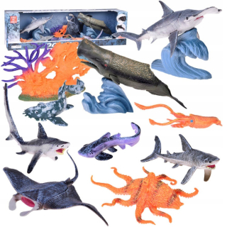 Morské živočíchy sada figúrok 10 ks Manta Whale Squid Sumec ZA5173
