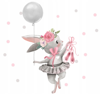 Detské samolepky na stenu - Wall Samolepka Králik Bunny Ballet Eco