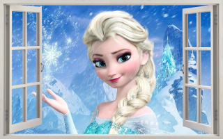 Detské samolepky na stenu - Samolepky na stenu Window 3D Land ľadu Frozen Elsa