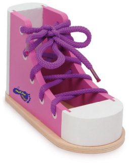 Learning Lacing Drevená Shine Solid Pink