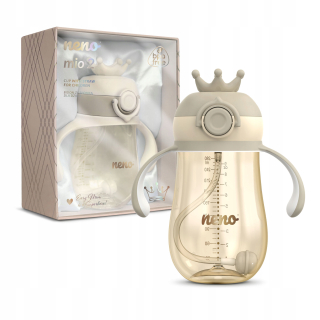NENO MIO2 HNEDÝ INOVATÍVNY hrnček, FĽAŠA S VÁŽENOU SLAMKOU 280ml od 12M