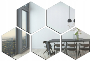 Detské samolepky na stenu - MODERN! Dekoratívne hexagon zrkadlo nalepené
