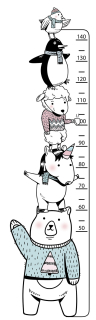 Meter na meranie výšky detí - Nálepka mletá lopatka balón teddy medveď raketa žirafa