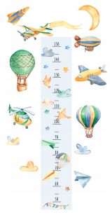 Meter na meranie výšky detí - Sticker zem SCOOP balóny letecké rakety