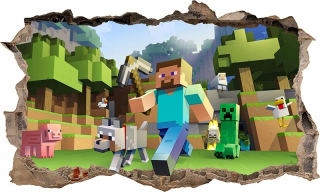 Detské samolepky na stenu - Nálepka plagát na 3D stena Minecraft xxxxxxxxx