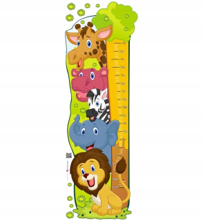 Meter na meranie výšky detí - Nálepka pre deti - Rast kopček - Šťastný zoo