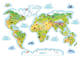Detské samolepky na stenu - Nálepka Mapa sveta mapa pre deti na stene 200