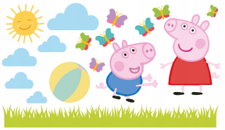 Detské samolepky na stenu - Wall Sticker Deti Set Peppa Pig bájku