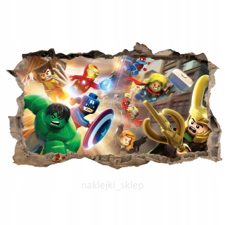 Detské samolepky na stenu - Wall Sticker Lego Marvel diera Avengers 3XL