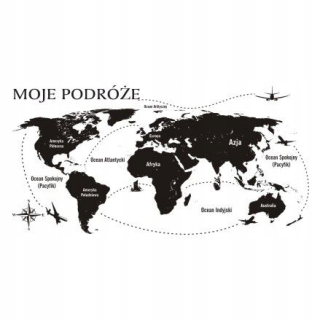 Detské samolepky na stenu - Nástenné nálepky Mapa Śwata 4 - Moje cestovanie