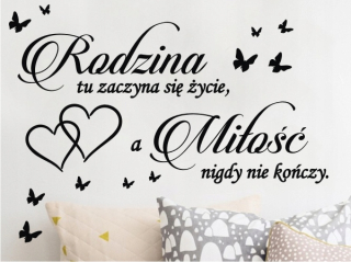 Detské samolepky na stenu - Nálepka na stenu Rodina začína tu 120X60 č.123