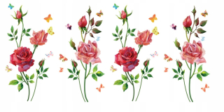 Detské samolepky na stenu - Wall Sticker Roses Flowers Double Set XXL